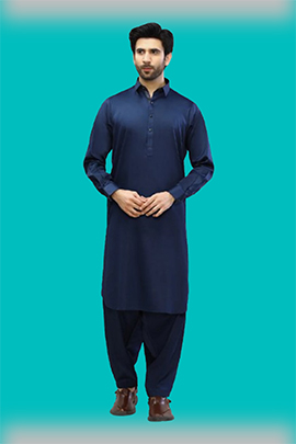 Chitrali Wool Navy Blue Unstiched Man’s Shalwar Kameez