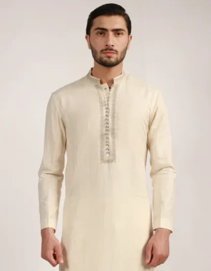 CREAM FORMAL UNSTITCHED KURTA
