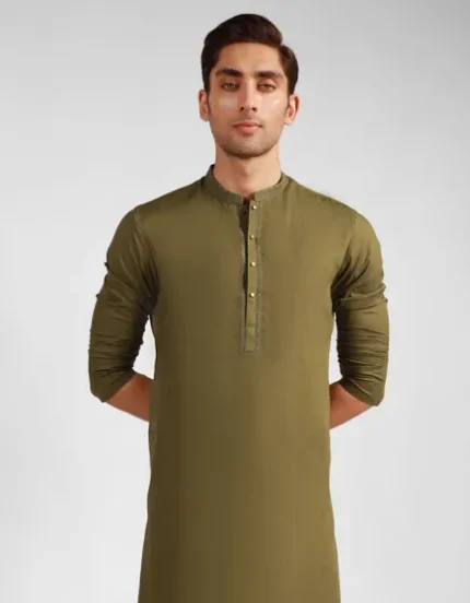 MEHNDI GREEN BLENDED SEMI-FORMAL UNSTITCHED KURTA